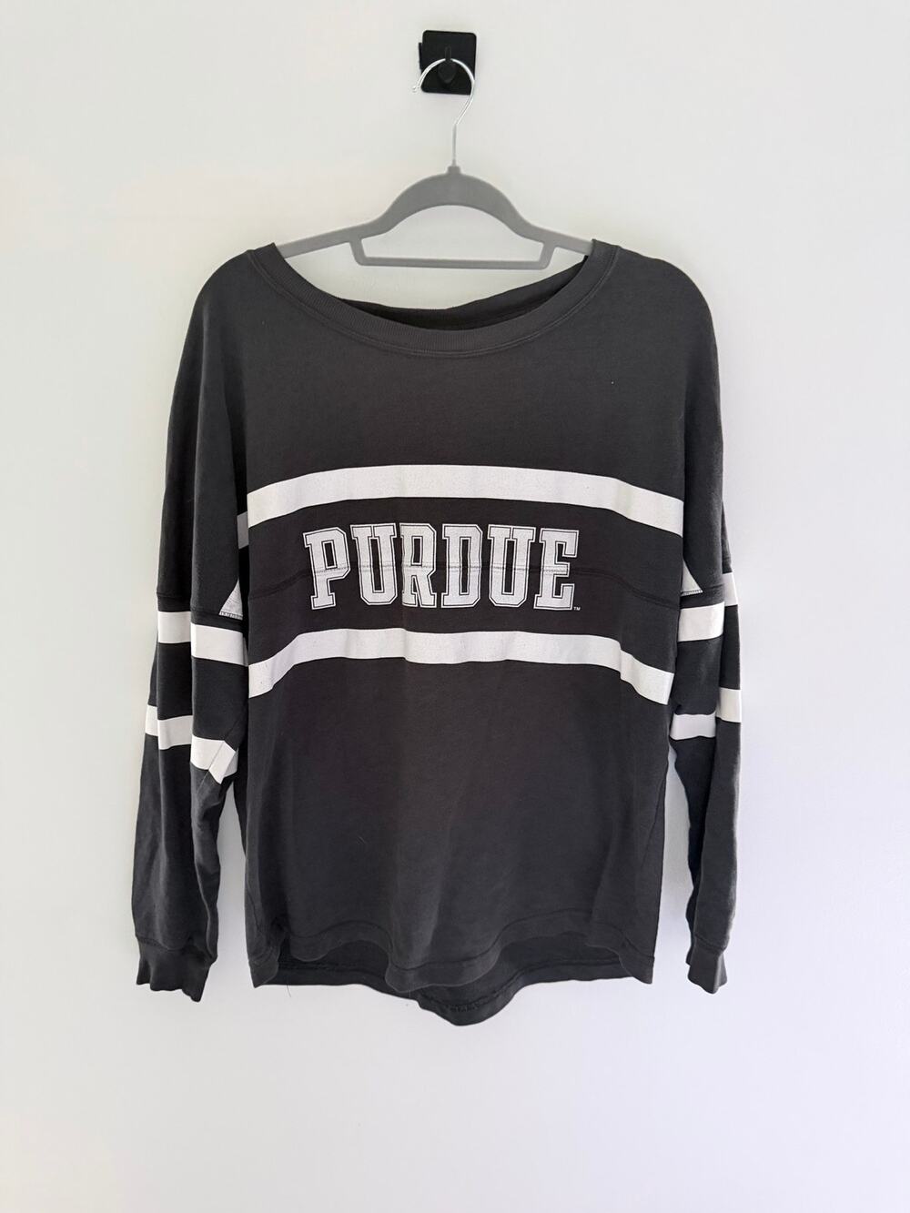 Victoria Secret PINK Purdue University Black White Collegiate Shirt-Size L